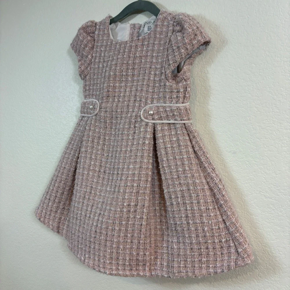 Rachel Zoe Tweed Dress Girls 4T Pink Pearl Accent Holiday Party Event Church